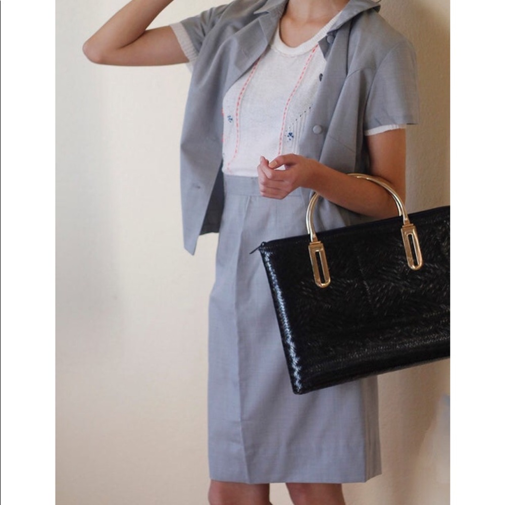 Vintage 2pc suit skirt and button up top set